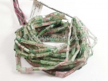 Watermelon Tourmaline Step Cut Pipe Shape Beads Watermelon Tourmaline Step Cut Pipe Shape Beads
