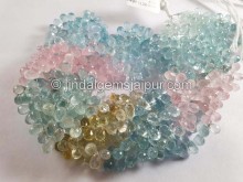 Multi Aquamarine Faceted Drops Shape Beads