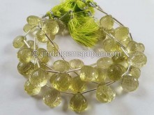 Lemon Quartz Carved Crown Heart Beads -- LMNA62