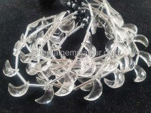 Crystal Quartz Faceted Moon Shape Beads