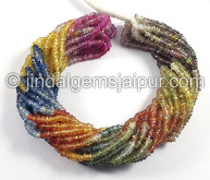 Multi Sapphire Faceted Roundelle Shape Beads