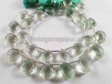 Green Amethyst Carved Crown Heart Beads -- GRAMA62
