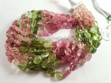 Multi Pink & Green Tourmaline Far Smooth Nuggets Shape Beads