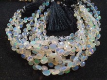 White Ethiopian Opal Smooth Heart Beads -- ETOPA114