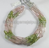 Muti Pink And Green Tourmaline Pipe Shape Beads Muti Pink And Green Tourmaline Pipe Shape Beads