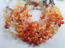 Fire Opal Faceted Pear Beads