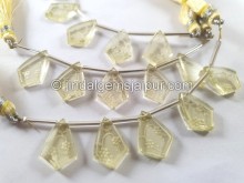 Lemon Quartz Carved Pentagon Beads -- LMNA72