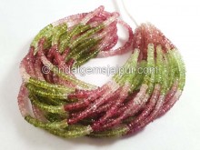 Multi Pink & Green Tourmaline Faceted Tyre Beads