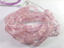 Pink Morganite Step Cut Pipe Shape Beads