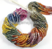 Multi Sapphire Faceted Roundelle Shape Beads