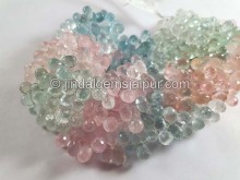 Multi Aquamarine Far Faceted Drops Shape Beads