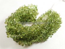 Deep Basil Green Tourmaline Faceted Drops Shape Beads