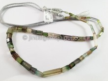 Bi Color Tourmaline Cut Pipe Shape Beads