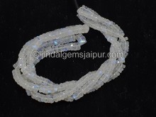 White Rainbow Moonstone Faceted Tyre Beads