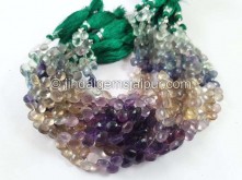 Multi Fluorite Faceted Heart Beads