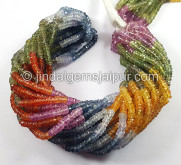 Multi Sapphire Faceted Tyre Shape Beads