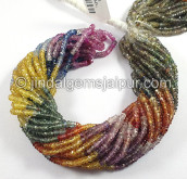 Multi Sapphire Faceted Roundelle Shape Beads