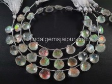 White Abalone Crystal Big Doublet Faceted Heart Beads