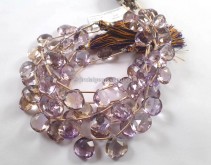 Ametrine Faceted Heart Beads