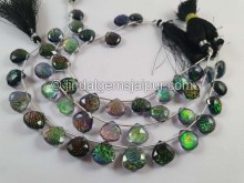 Black Abalone Crystal Big Doublet Faceted Heart Beads -- DBLT18