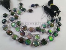 Black Abalone Crystal Big Doublet Faceted Heart Beads