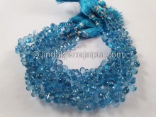Swiss Blue Topaz Faceted Drops Beads  -- SWBT6