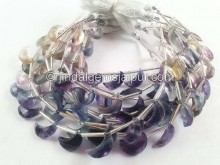 Fluorite Faceted Moon Shape Beads