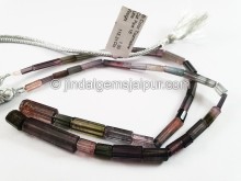 Bi Color Tourmaline Cut Pipe Shape Beads