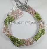 Muti Pink And Green Tourmaline Pipe Shape Beads Muti Pink And Green Tourmaline Pipe Shape Beads