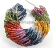 Multi Sapphire Faceted Tyre Shape Beads