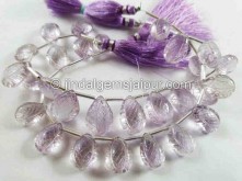 Pink Amethyst Carved Crown Pear Beads -- PNAMA46