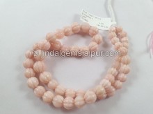 Pink Opal Carved Melon Beads -- POP75