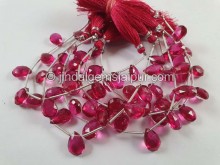 Rubellite Crystal Doublet Faceted Pear Beads