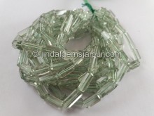 Green Amethyst Step Cut Cylinder Beads