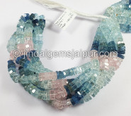 Multi Aquamarine Step Cut Bolt Shape Beads Multi Aquamarine Step Cut Bolt Shape Beads