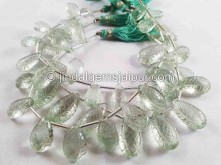 Green Amethyst Carved Crown Pear Beads -- GRAMA61