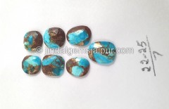 Copper Lava Mohave Turquoise Rose Cut Slices -- DETRQ232 Copper Lava Mohave Turquoise Rose Cut Slices -- DETRQ232