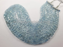 Aquamarine Step Cut Pipe Shape Beads