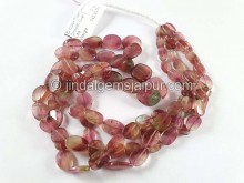 Bi Color Tourmaline Flat Smooth Oval Beads -- TOWT110 Bi Color Tourmaline Flat Smooth Oval Beads -- TOWT110