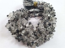 Black Rutile Faceted Drops Beads -- RTQA67