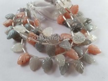 Multi Moonstone Carved Leaf Beads