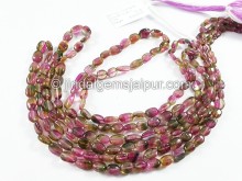 Bi Color Tourmaline Smooth Oval Shape Beads