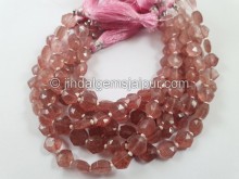 Pink Strawberry Quartz Faceted Hexagon Beads