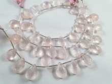 Rose Quartz Carved Crown Pear Beads -- RSQA68