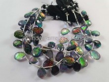 Black Abalone Crystal Doublet Faceted Pear Beads