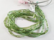 Green Tourmaline Step Cut Pipe Shape Beads