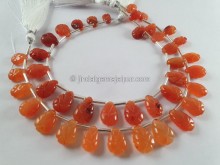 Carnelian Carved Pear Beads