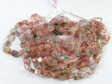Bi Color Tourmaline Flat Smooth Oval Beads