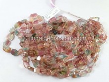 Bi Color Tourmaline Flat Smooth Oval Beads -- TOWT111 Bi Color Tourmaline Flat Smooth Oval Beads -- TOWT111