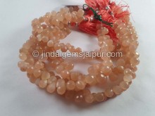 Peach Moonstone Faceted Drops Beads -- MONA89